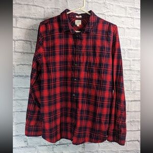 J. Crew Red and Navy Plaid Shirt cabincore